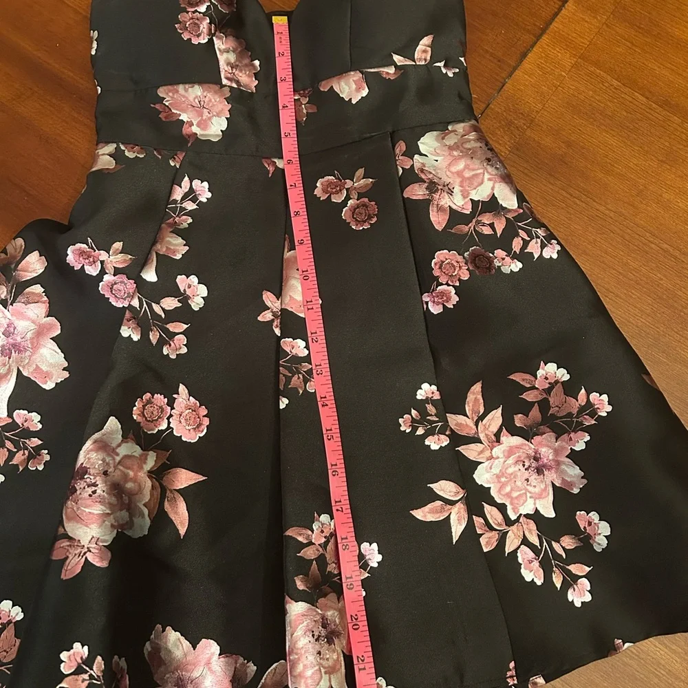 Speechless Black and Pink Floral Mini Dress with Pockets! - Picture 6 of 6